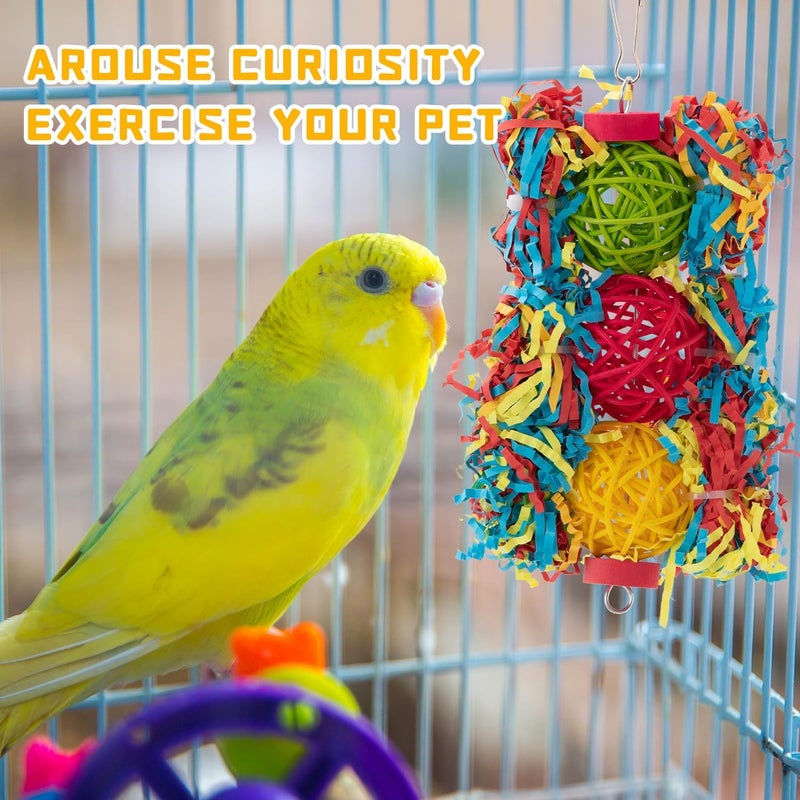 AFUOWER 5PCS Bird Toys Set for Parrots - Shredding Chewing Foraging Activity Toys Safe for Cockatiel Mynah Finch Lovebirds - Cage Enrichment Accessories - Image 2
